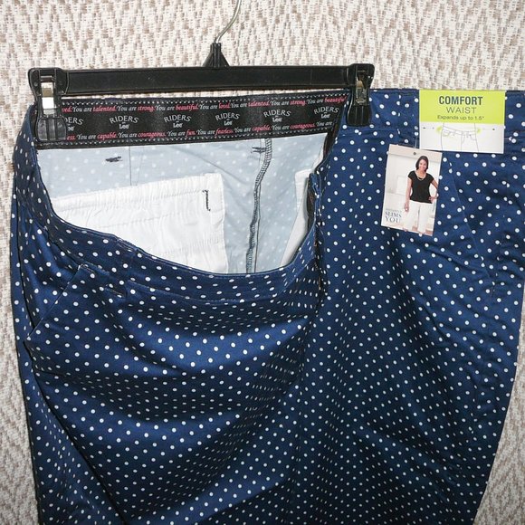 NWT Lee Riders Slimming Capri Crop Pants Plus 24W Blue White Polka Dot - Picture 5 of 10